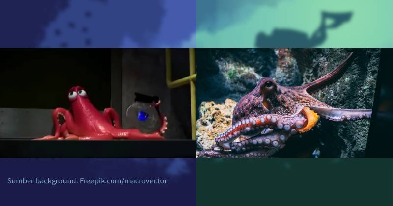 karakter Hank dan ilustrasi gurita (dok. Pixar Animation Studios/Finding Dory | unsplash.com/Diane Picchiottino)