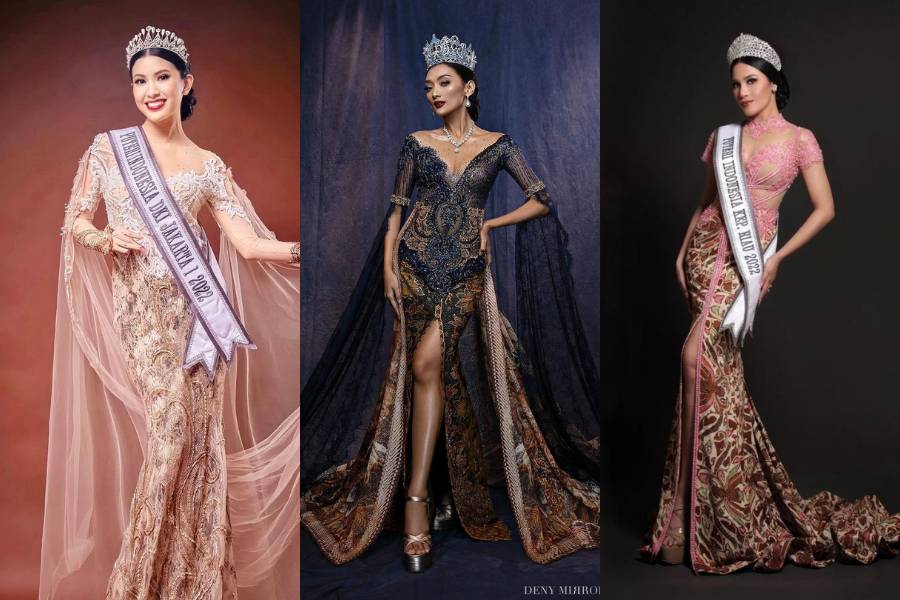 Kebaya Puteri Indonesia. (instagram.com/dindacresheilla / instagram.com/angeliarzky / instagram.com/ronnyariojoewono)