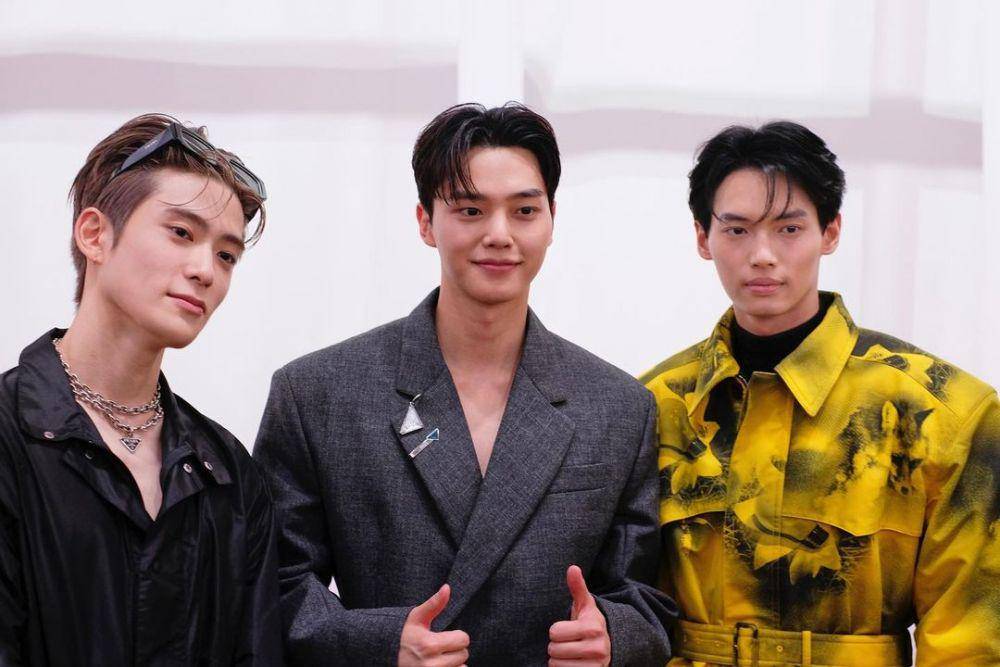 interaksi Jaehyun, Song Kang dan Win Metawin dalam acara Prada SS23 Fashion Week di Milan, Italia (instagram.com/winmetawin)