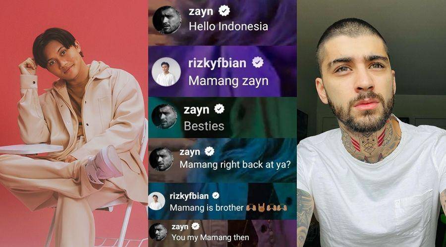 interaksi Rizky Febian bersama Zayn Malik lewat siaran langsung Instagram (instagram.com/rizkyfbian | twitter.com/orlandomarais | instagram.com/zayn)