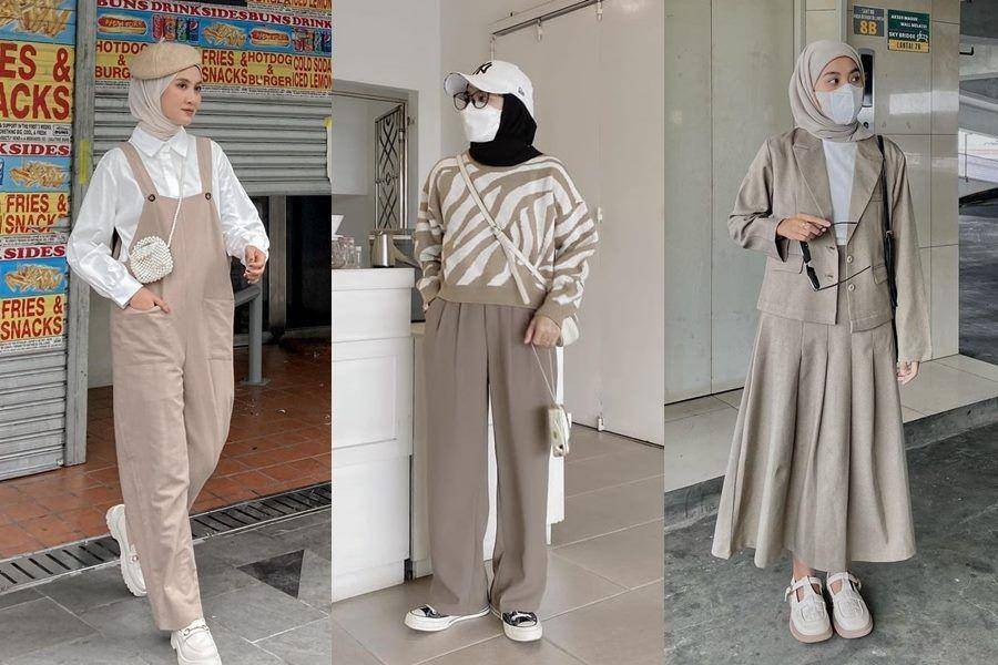OOTD hijab warna muted (instagram.com/inasrana | instagram.com/rahmi.atr)