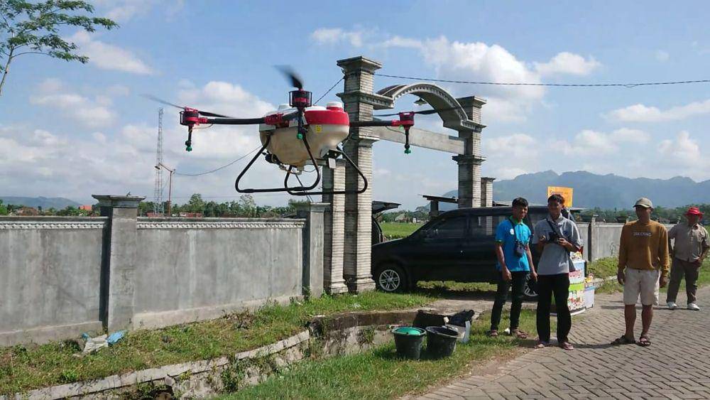 Petani di Tulungagung sewa jasa drone untuk lakukan penyemprotan obat dan pupuk