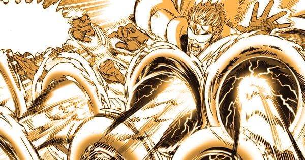Blast membuka beberapa portal untuk mengalihkan serangan Garou ( tonarinoyj.jp/One Punch-Man )