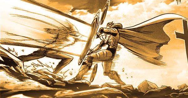 Blast mengalihkan serangan Garou ke langit ( tonarinoyj.jp/One Punch-Man )