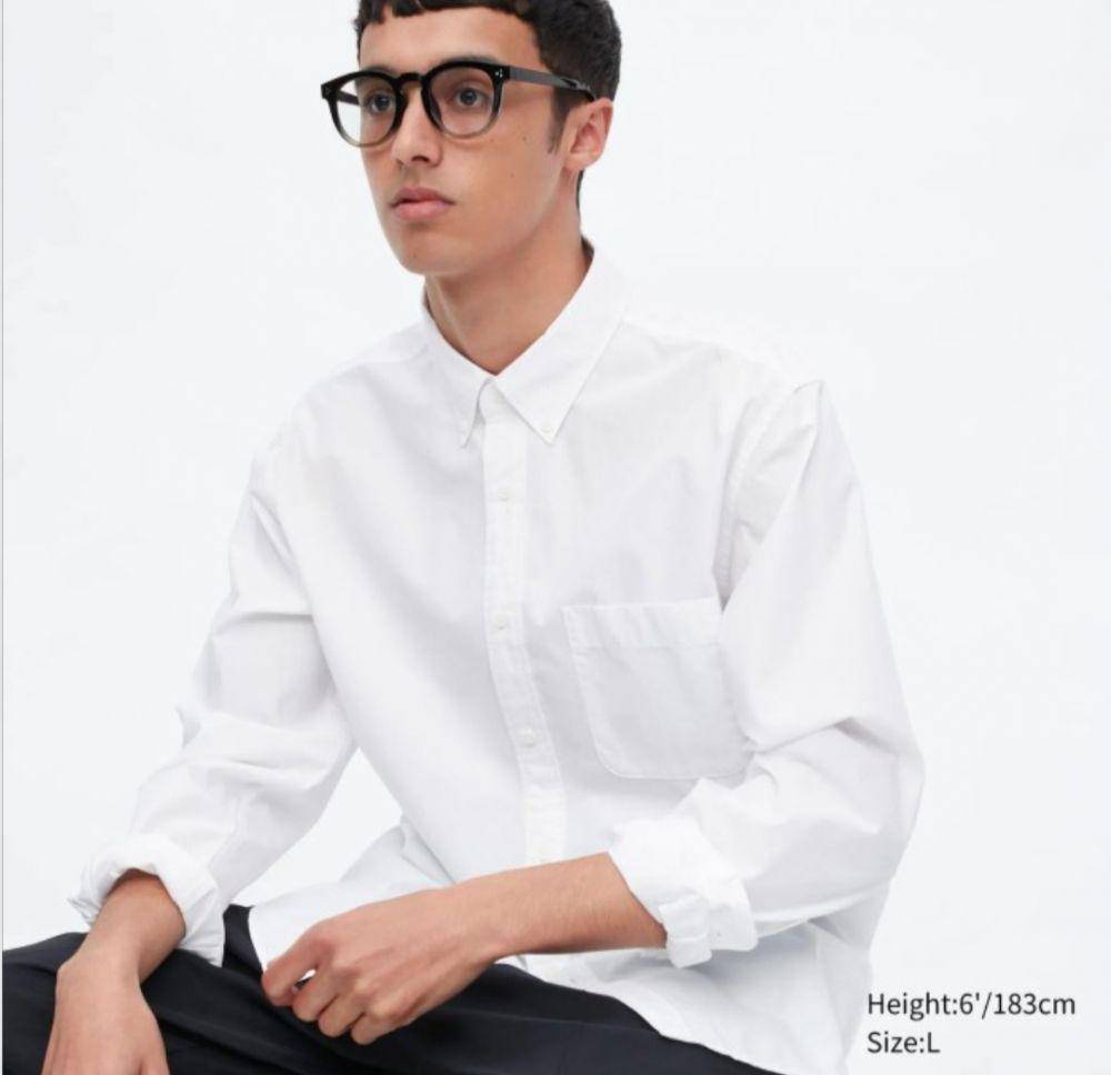 Uniqlo | Kemeja Broadcloth Extra Fine Cotton Oversized (Panjang) (tokopedia.com/Good Smile ID)
