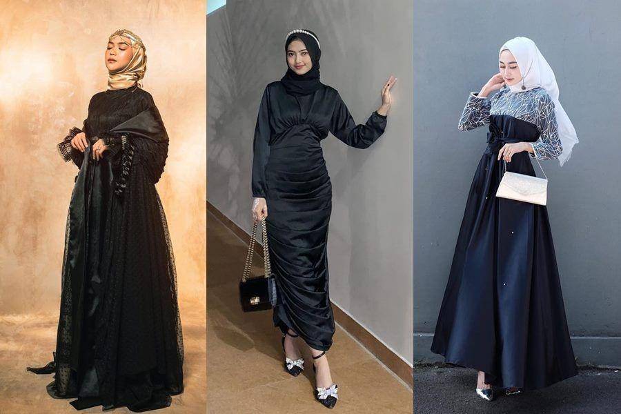 black dress hijab (instagram.com/riaricis1795 | instagram.com/adelladeladela | instagram.com/sittiashari)