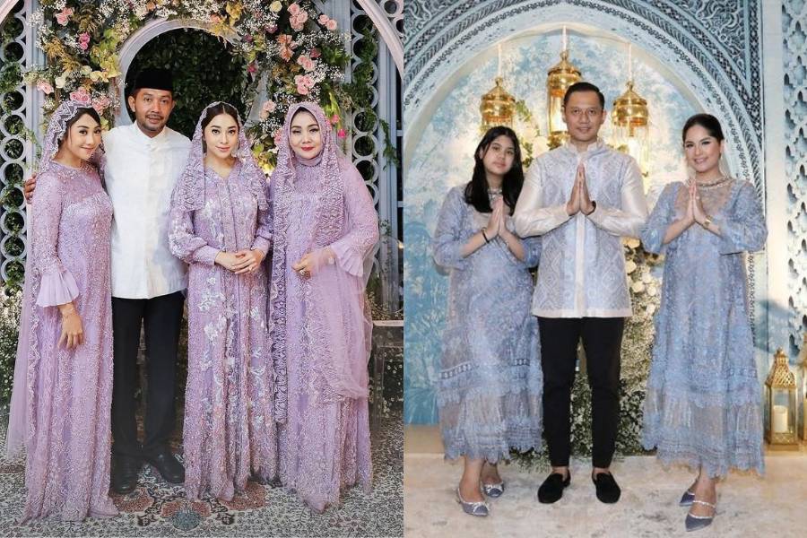 Dress brokat untuk seragam. (instagram.com/agusyudhoyono / instagram.com/askyfebrianti)