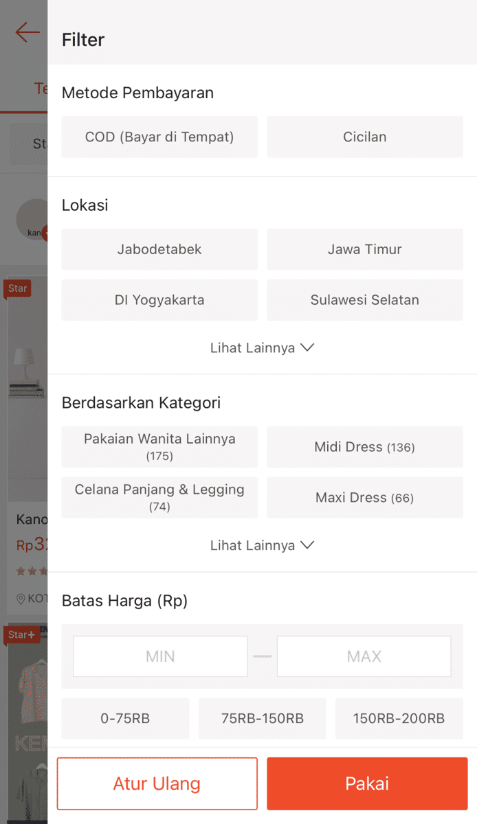 Filter pencarian marketplace (shopee.com)