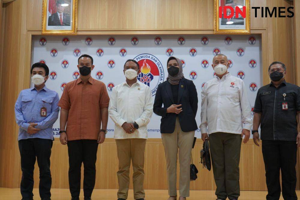 Audiensi Menpora dan PP Perbasi di kantor Kemenpora, Kamis (23/6/2022). (IDN Times/Tino Satrio)