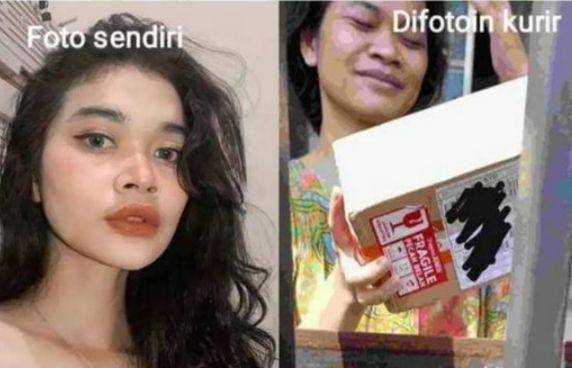 hasil foto teman vs. kurir (instagram.com/lambeonlen)