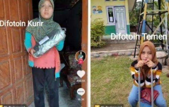 hasil foto teman vs. kurir (instagram.com/lambeonlen)