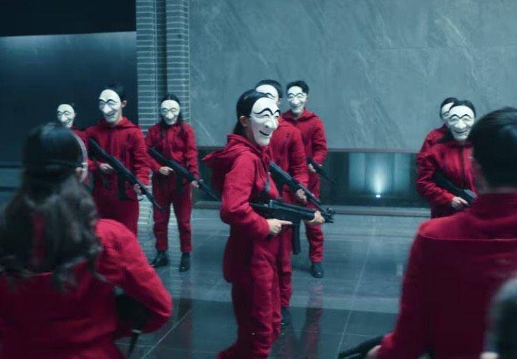 Penyanderaan oleh tim Money Heist (instagram.com/netflixkr)