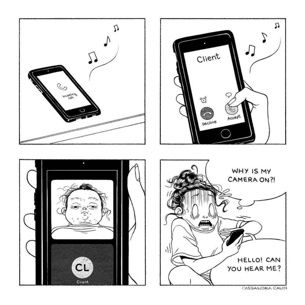 Ilustrasi cewek saat kerja. (instagram.com/cassandracalin)