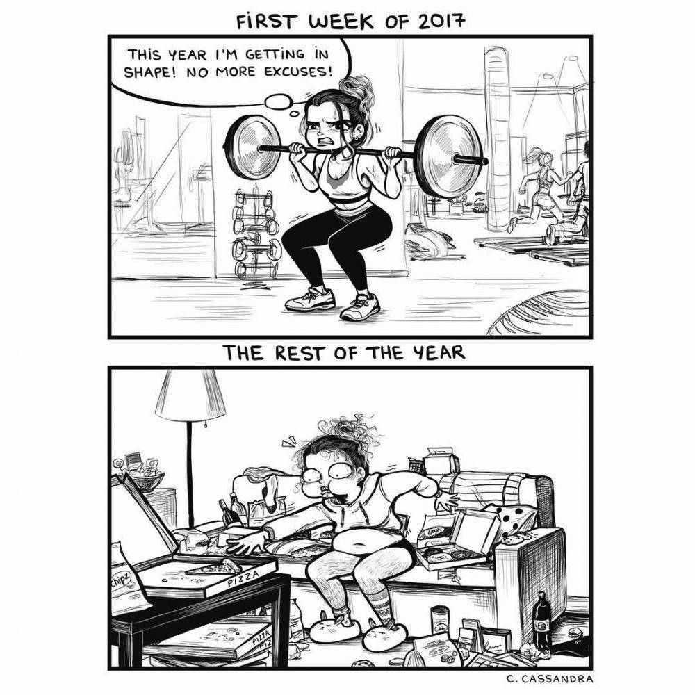 Ilustrasi ekspektasi vs. realita cewek. (instagram.com/cassandracalin)