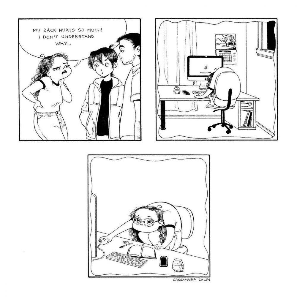Ilustrasi cewek saat kerja. (instagram.com/cassandracalin)