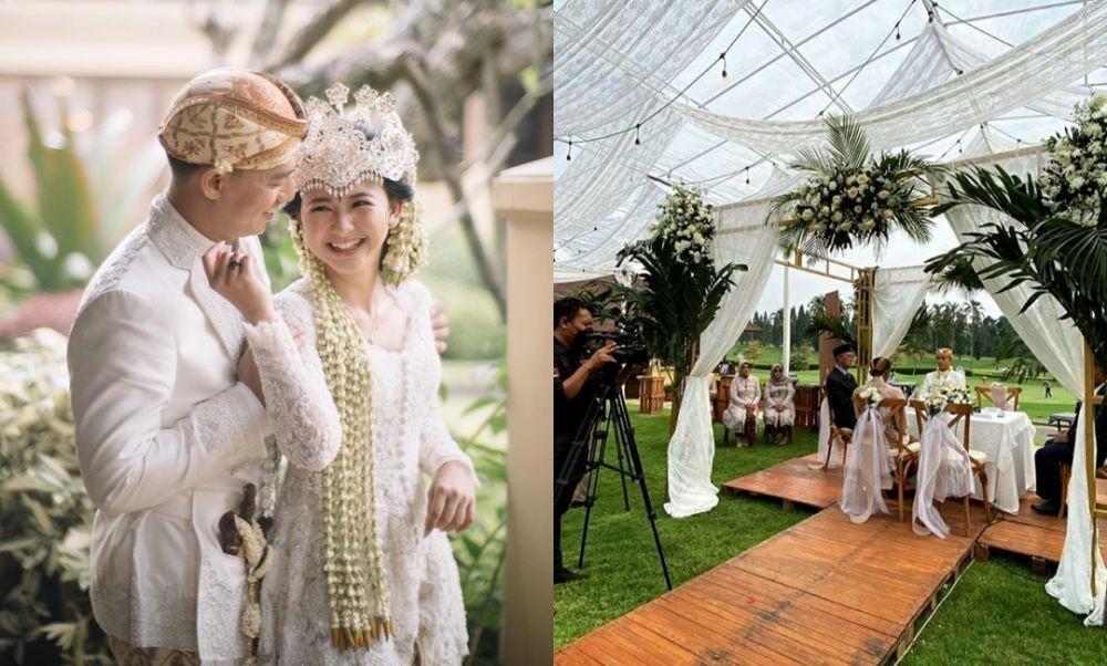 9 Dekorasi Pernikahan Adinda Azani, Outdoor Wedding Serba Putih