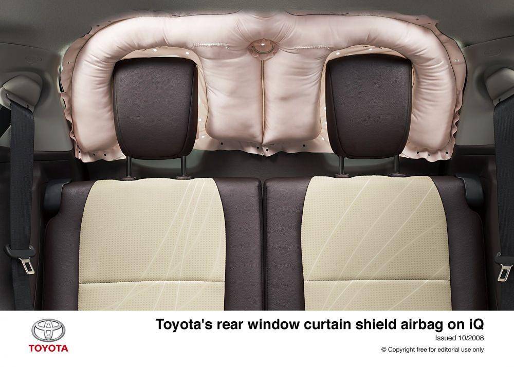 Ilustrasi jenis airbag Rear Curtain Airbag pada Toyota iQ (media.toyota.co.uk)
