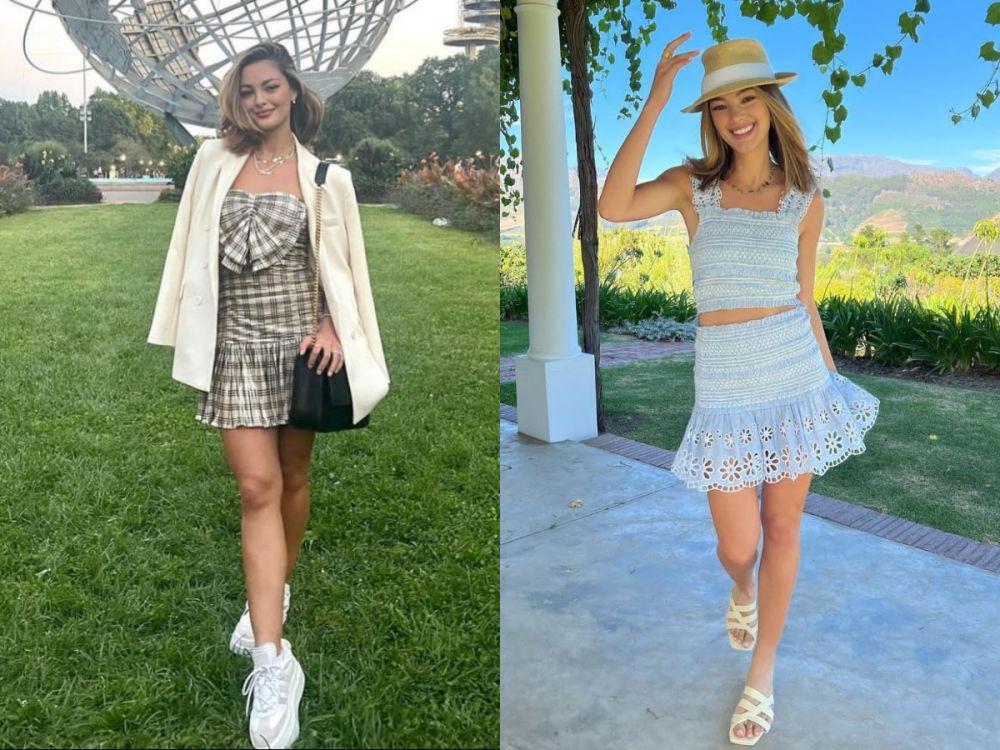 9 Inspirasi Outfit Girly ala Demi Leigh Miss Universe 2017, Chic!