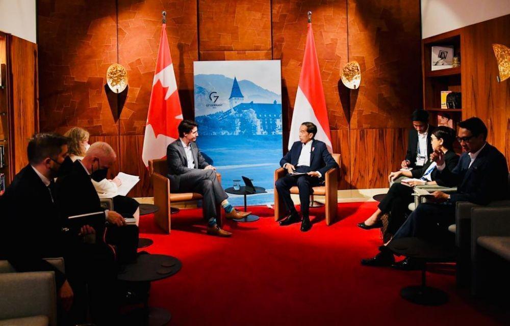Presiden Jokowi bertemu Perdana Menteri Kanada Justin Trudeau di sela acara KTT G7 (dok. Sekretariat Presiden)