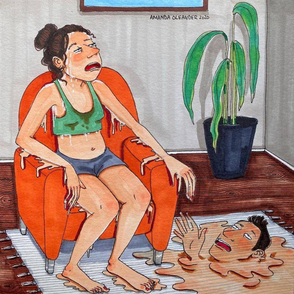 Ilustrasi ibu mengurus anak. (instagram.com/amandaoleander)