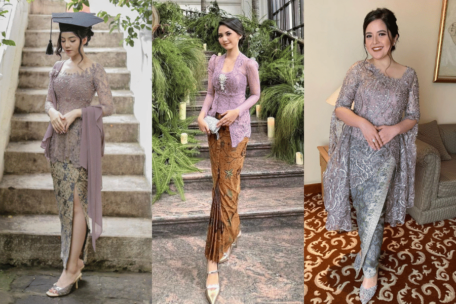 9 Inspirasi Kebaya Brokat Berwarna Ungu, Gayanya Trendi Banget