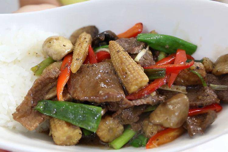 ilustrasi tumis daging sapi jagung muda (youtube.com/Spoon Fork Heart)