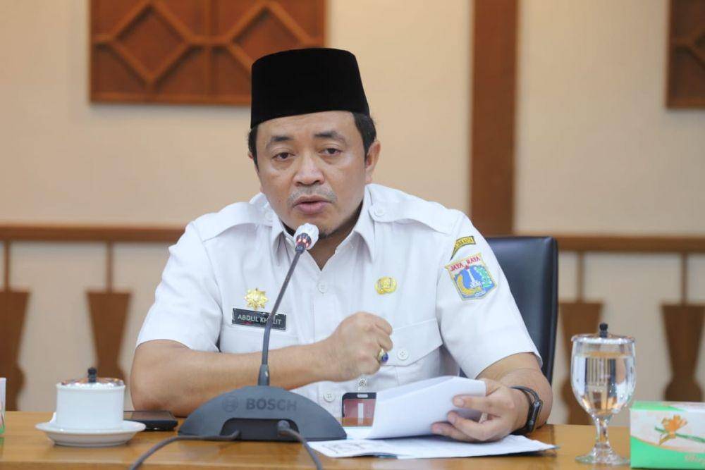 Sekretaris Kota Jakarta Utara, Abdul Khalit di acara Sosialisasi Tata Cara Pemotongan Hewan Kurban Tahun 2022 di Ruang Fatahillah, Kantor Wali Kota, Jakarta Utara, Rabu (29/6/2022). (Dok. Humas Jakarta Utara)
