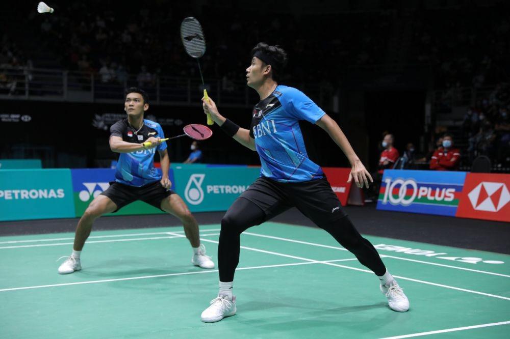 Bagas Maulana/Muhammad Shohibul Fikri di Malaysia Open 2022 (dok. PP PBSI)