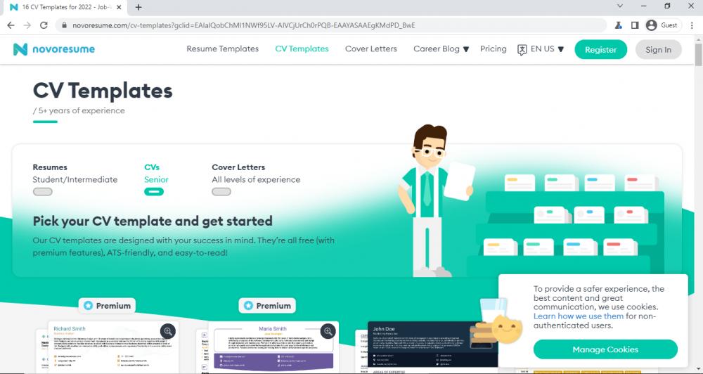 Ilustrasi tampilan novoresume (Novoresume.com)