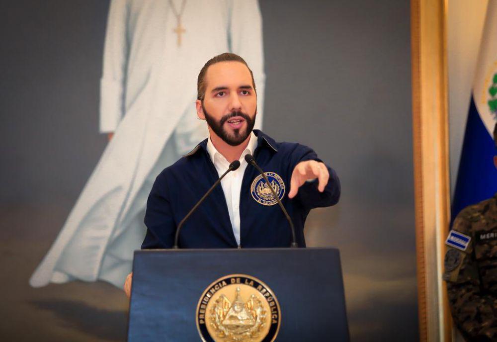 Presiden El Salvador, Nayib Bukele saat berpidato. (twitter.com/PresidenciaSV)
