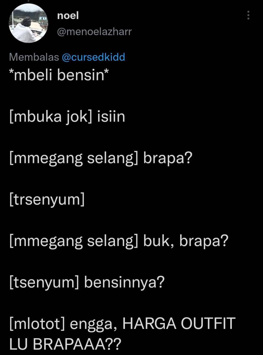 Cuitan Netizen ketika beli bensin (Twitter.com/menoelazharr)