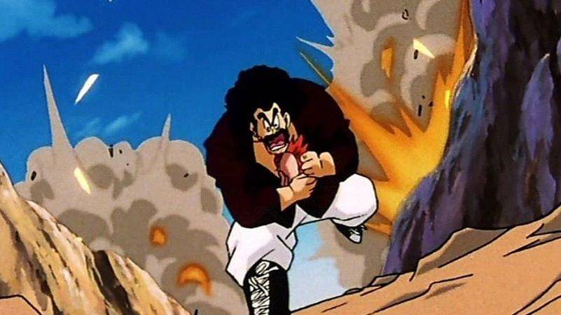 Mr. Satan membawa kepala Android 16. (Dok. Toei Animation/Dragon Ball Z)