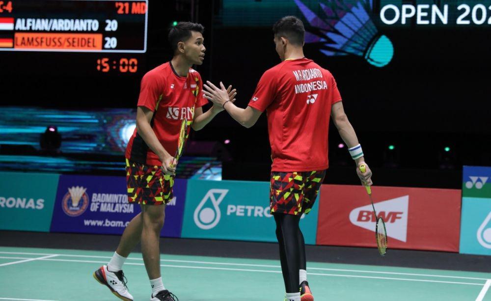 Fajar Alfian/Muhammad Rian Ardianto di 16 besar Malaysia Open 2022 (dok. PP PBSI)