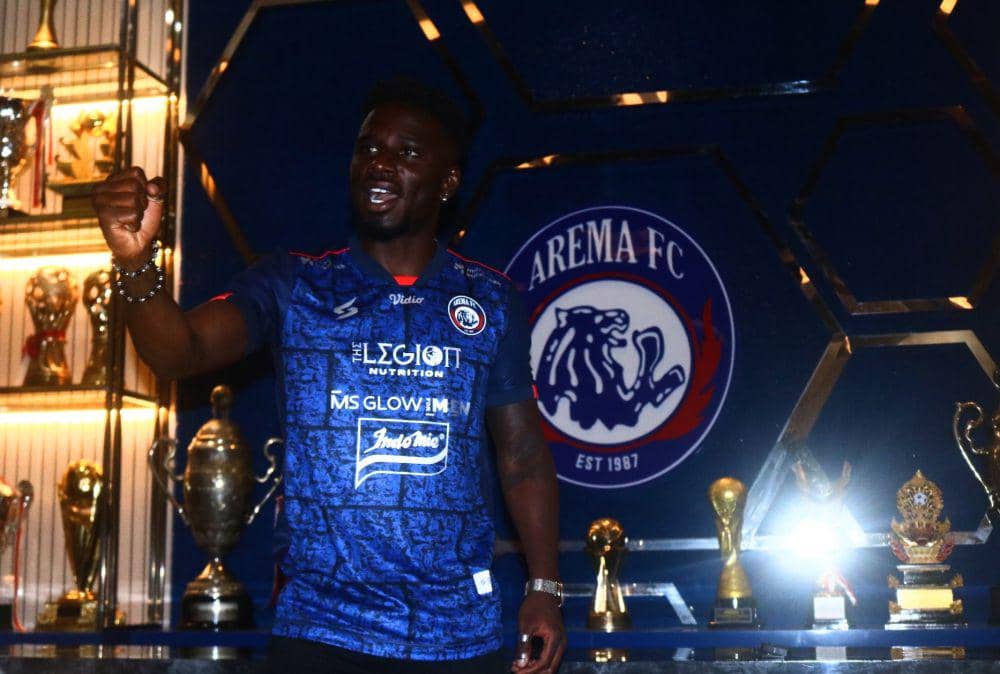 Abel Camara usai diperkenalkan sebagai striker baru Arema FC. IDN Times/Alfi Ramadana