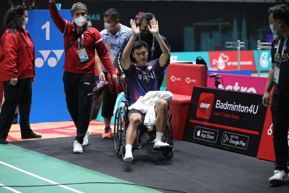 Shesar Hiren Rhustavito di perempat final Malaysia Open 2022 (Dok.PP PBSI)