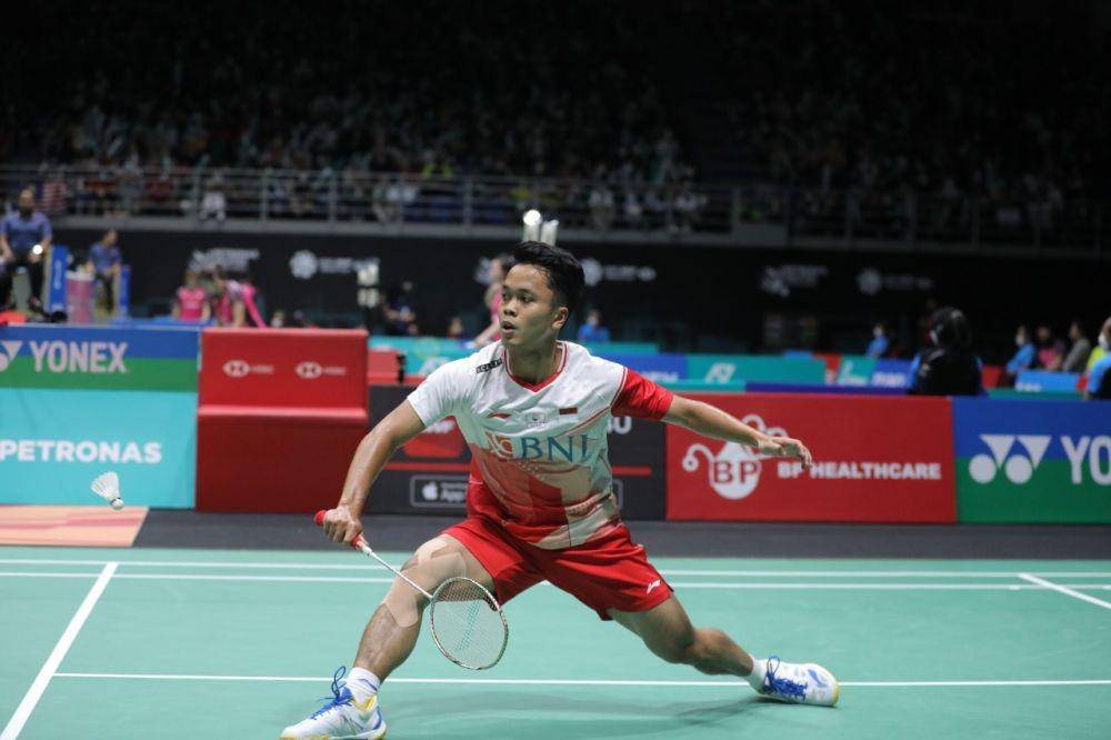 Anthony Sinisuka Ginting di perempat final Malaysia Open 2022 (dok. PP PBSI)
