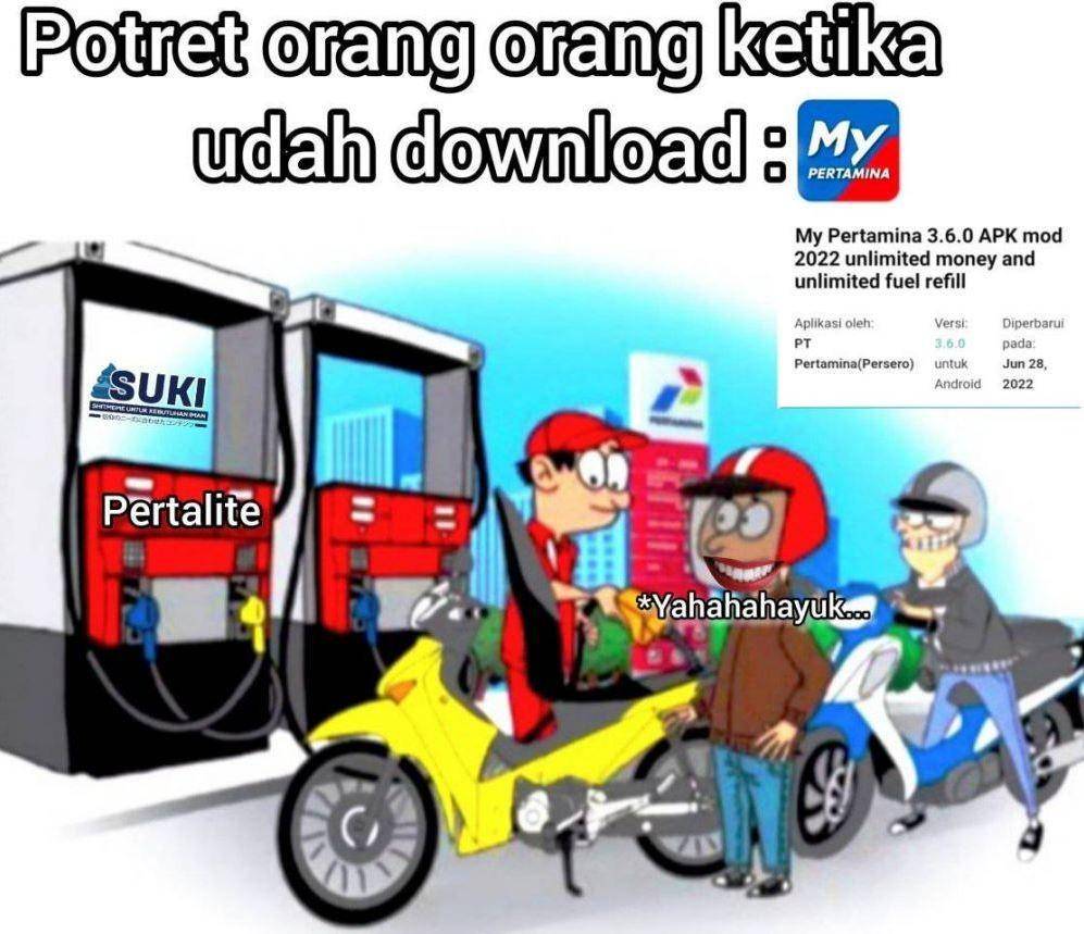 meme isi bensin pakai aplikasi (facebook.com/raihan.faza)