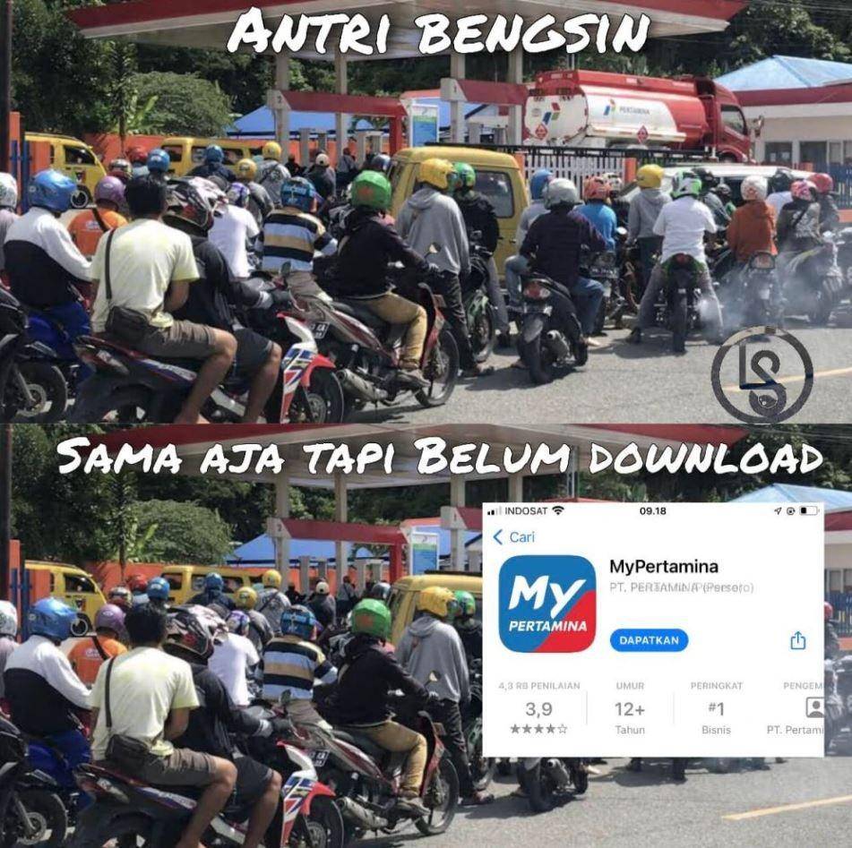 meme isi bensin pakai aplikasi (facebook.com/rayhan.akbari.1)