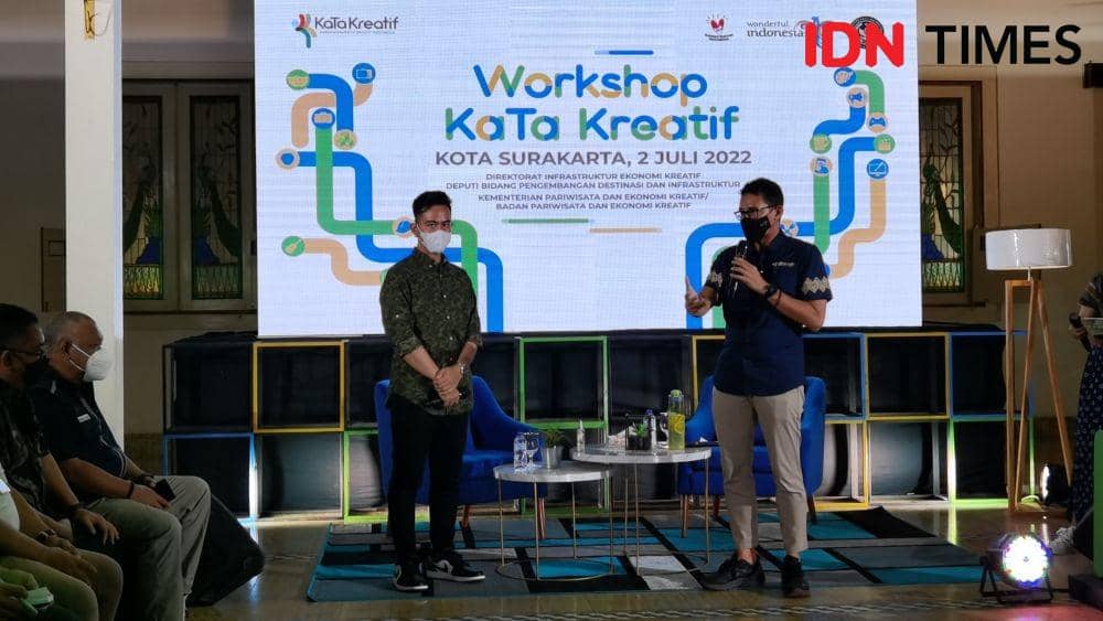 Menparekraf Sandiaga Uno diacara Workshop Kota Kreatif Solo. (IDN Times/Larasati Rey)