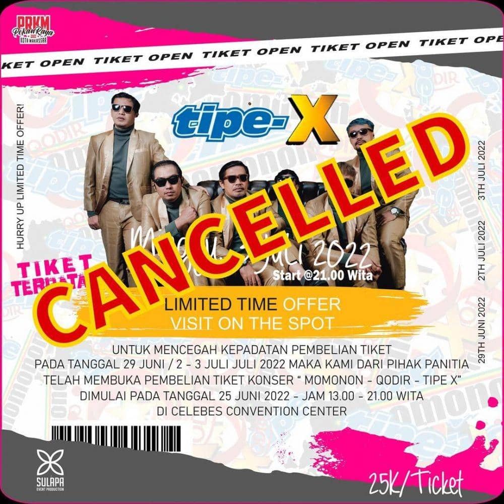 Kecewa pada Panitia, Band Tipe-X Batal Konser di Pekan Raya Makassar