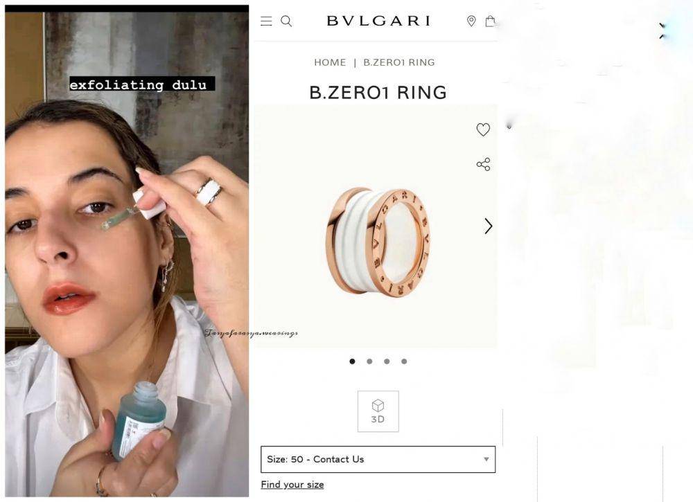 Tasya Farasya memakai cincin dari merk BVLGARI (instagram.com/tasyafarasya.wearings)