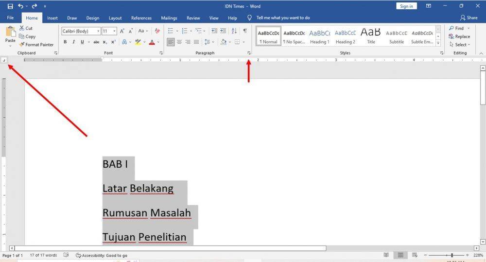 ilustrasi membuat titik-titik daftar isi di Ms. Word (IDN Times/laili zain damaika)