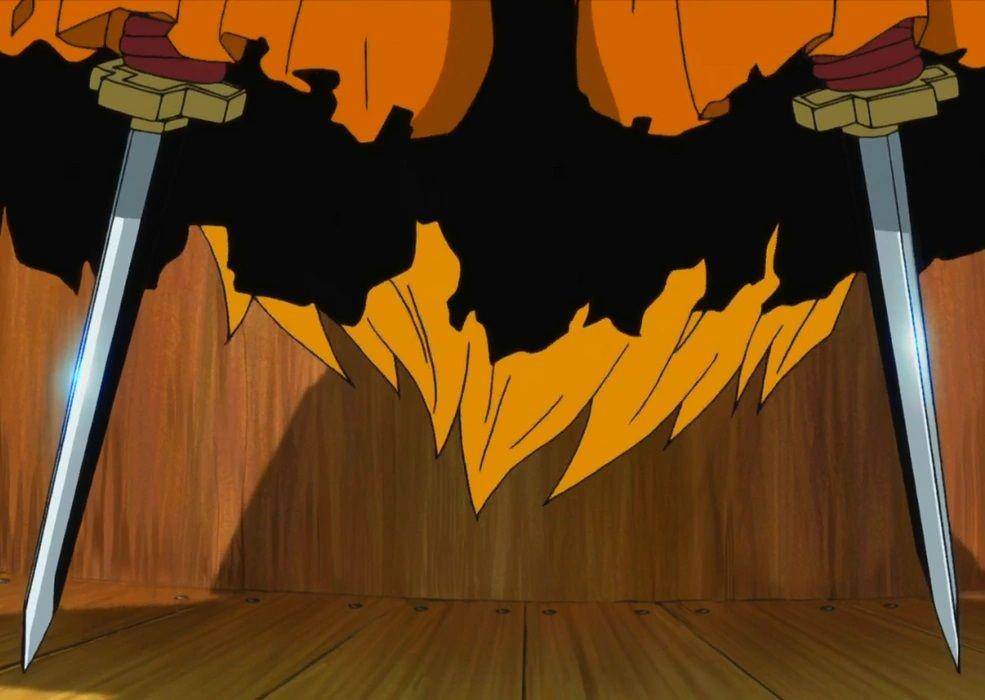 Oto dan Kogarashi, dua pedang Shiki. (Dok. Toei Animation/One Piece)