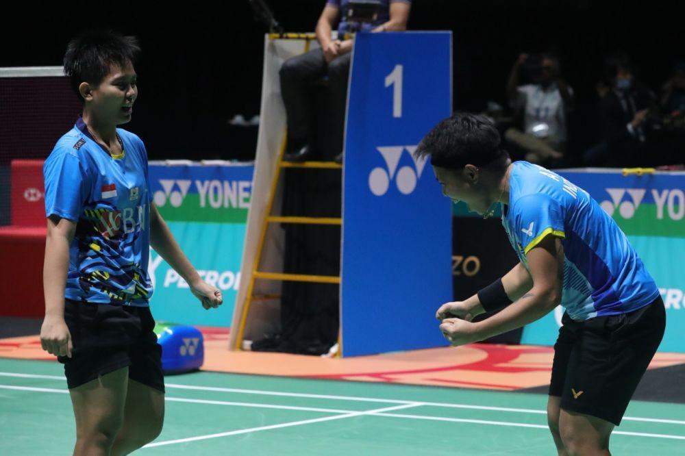 Apriyani Rahayu/Siti Fadia Silva Ramadhanti di final Malaysia Open 2022 (dok. PP PBSI)