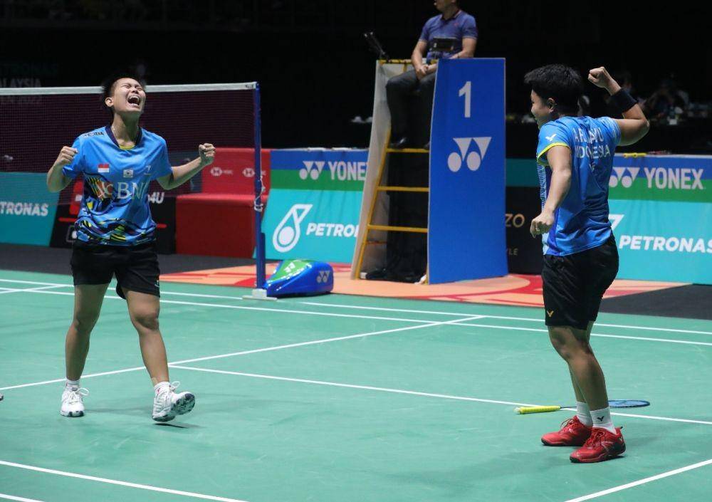 Apriyani Rahayu/Siti Fadia Silva Ramadhanti di final Malaysia Open 2022 (dok. PP PBSI)