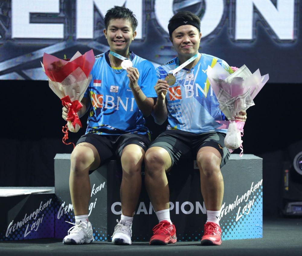 Apriyani Rahayu/Siti Fadia Silva Ramadhanti di final Malaysia Open 2022 (dok. PP PBSI)