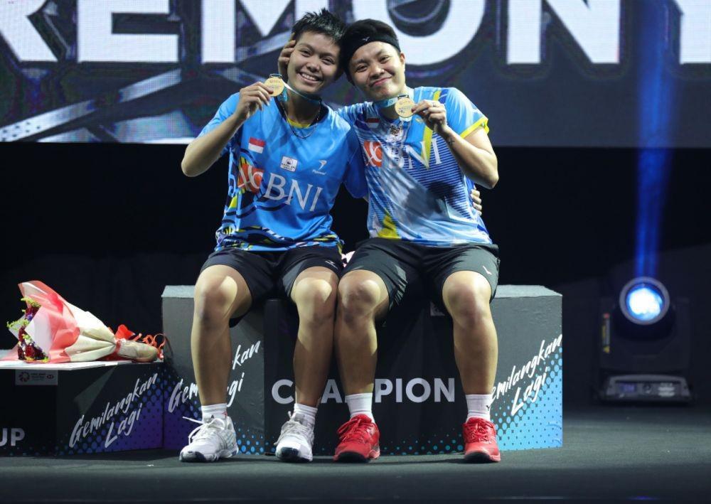 Apriyani Rahayu/Siti Fadia Silva Ramadhanti di final Malaysia Open 2022 (dok. PP PBSI)