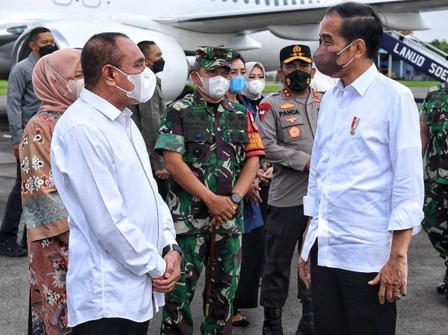 Presiden Jokowi tiba di Lanud Soewondo Medan, Selasa (5/7/2022). Jokowi dijadwalkan menghadiri sejumlah agenda di Sumatra Utara. (dok Diskominfo Sumut)
