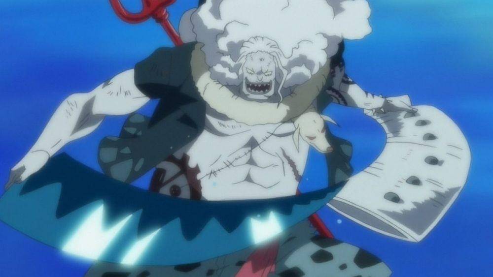 Hody Jones dengan Kirisame. (Dok. Toei Animation/One Piece)