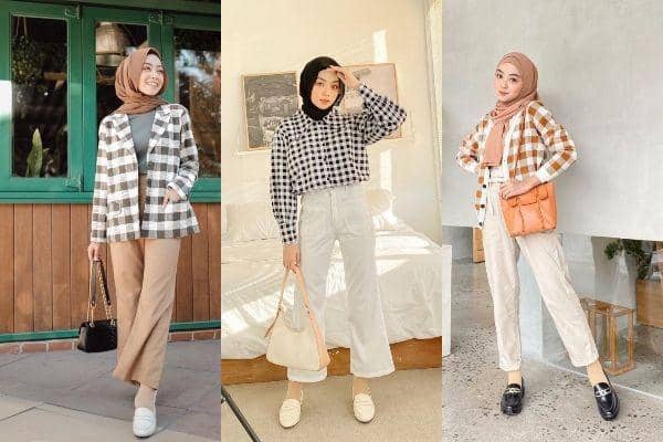 13 Mix and Match Outfit Motif Plaid ala Meirani Amalia, Kece Abis!